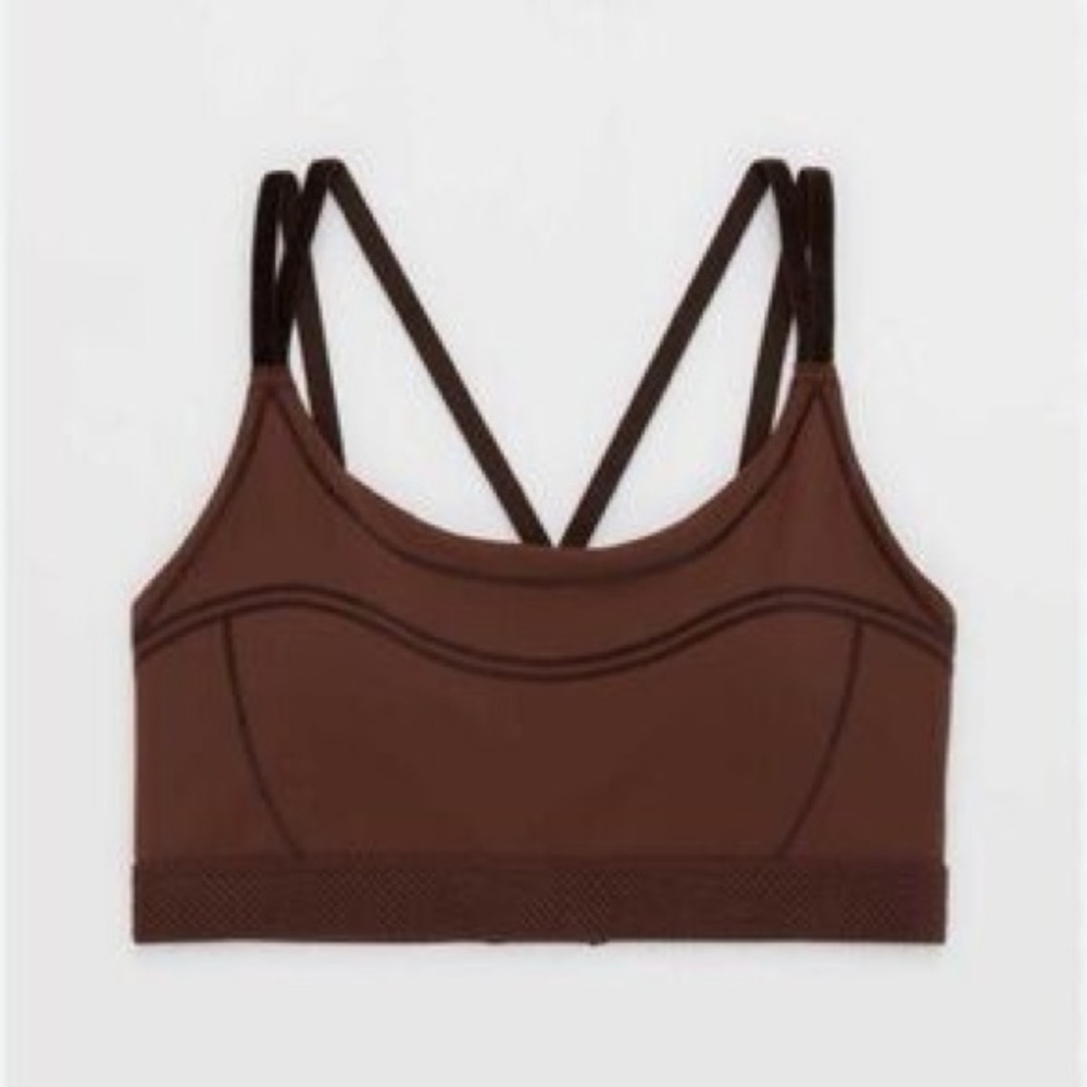NWT Offline by Aerie Goals Velvet Trim Strappy Bralette Sports Bra XXS
